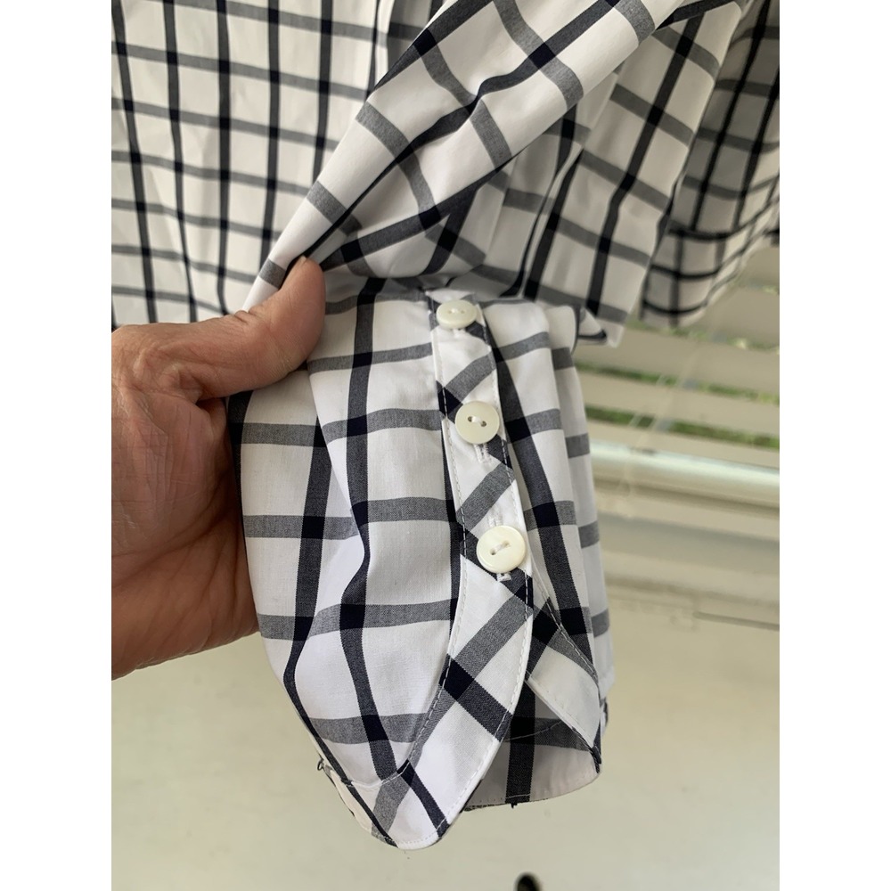 Foxcroft Wrinkle Free Plaid Button Down Shirt Women's 22W Shaped Long Sleeve - Picture 3 of 6